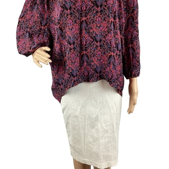 Joie Silk Top Size S Purple Print Off Shoulder - Picture 3 of 7